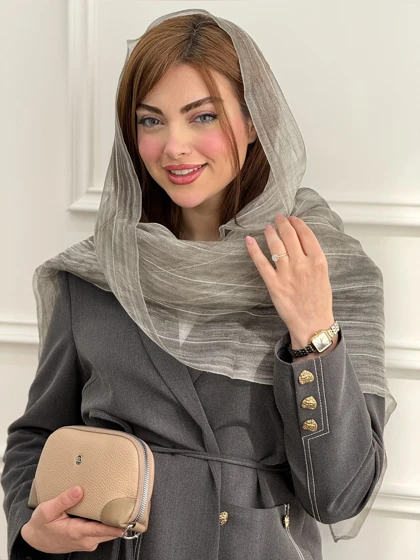 شال حریر شیشه ای راه راه