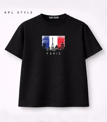 تیشرت باکسی یونیسکس طرح Paris کد 1266
