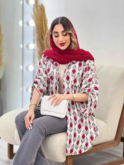 شومیز طرح لوزی دو جیب پاکتی