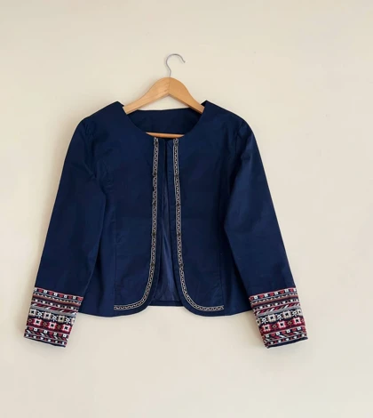 کت کتان گلدوزی شده کد 2491