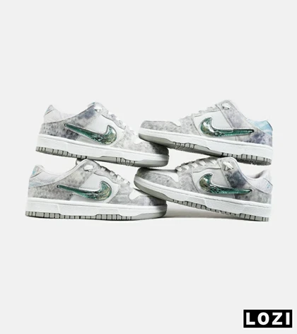 کفش کتانی مردانه و زنانه طوسی سفید سبز نایک NIKE dunk low steam puppet
