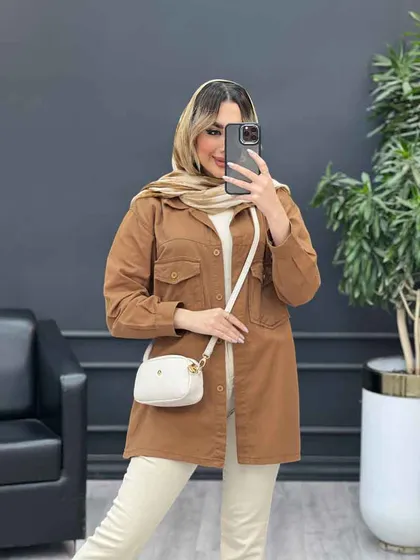 مانتو کتان پشت جیب