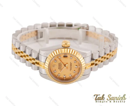 ساعت زنانه رولکس دیت جاست طلایی سیلور اسمال Rolex-3658-L
