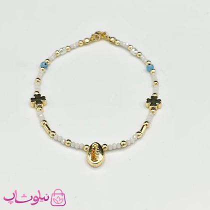 دستبند زنانه صدفی طرح گل کد 180
