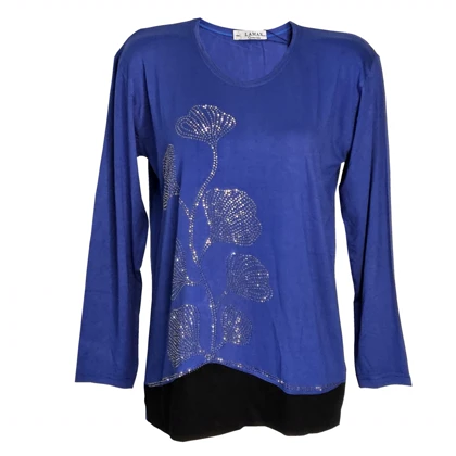 بلوز زنانه مجلسی ویسکوز طرح گل نگین‌دار