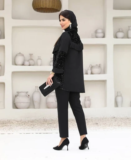 مانتو مجلسی مازراتی لمه دار
