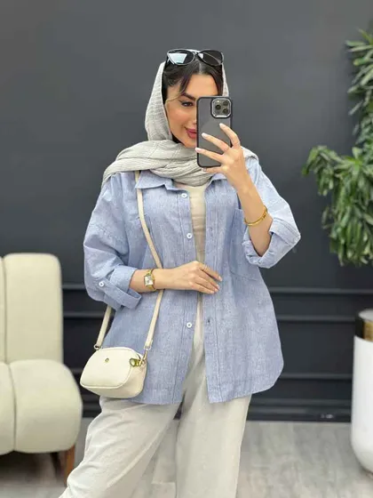 شومیز راه راه دو جیب نیلا