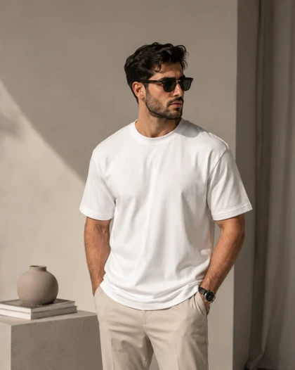 تیشرت مردونه سفید ساده کد 29458