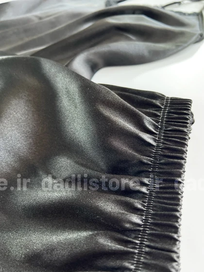 ست لباس خواب تاپ و شلوار ساتن و دانتل مشکی