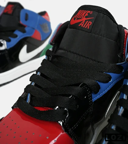 کفش کتانی ساق‌دار مردانه و زنانه مشکی آبی قرمز NIKE jordan 1 مدل 6589