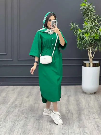 مانتو پیراهنی بلند جلو دکمه