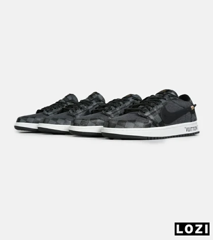 کفش کتانی مردانه و زنانه طوسی مشکی NIKE jordan 1 x LOUIS VUITTON مدل 6931