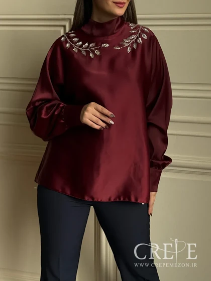 شومیز ساتن برگی