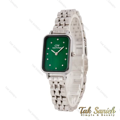 ساعت DW مستطیلی زنانه استیل صفحه سبز ایندکس نگین DW-5602-L
