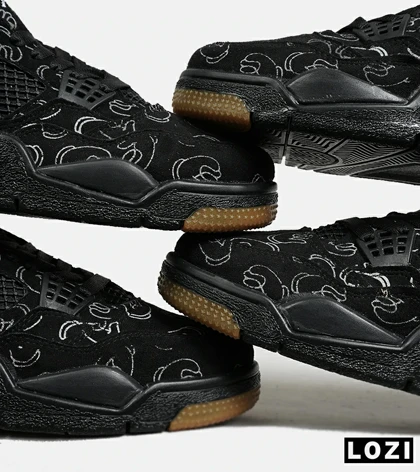 کفش کتانی ساق‌دار مردانه و زنانه مشکی Jordan 4 x Kaws مدل 6886