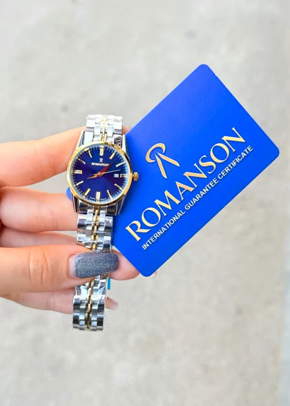 ساعت زنانه صفحه سرمه ای برند ROMANSON موتورژاپنی با کارت گارانتی 12ماهه