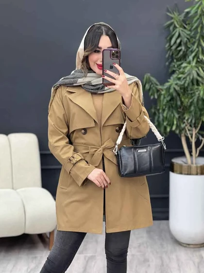 بارانی چهاردکمه برش هلالی