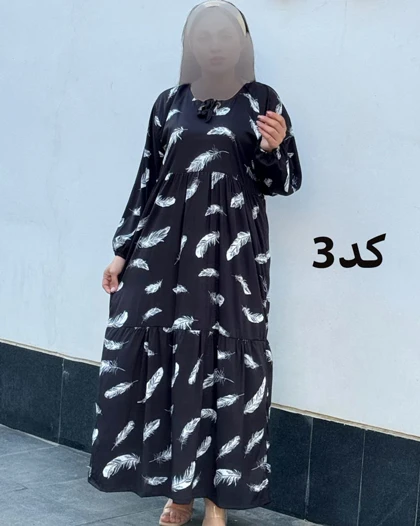 ساحلی فلور سفید مشکی یقه بند دار 6088