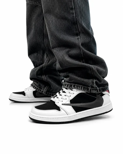 کفش کتانی مردانه مدل نایکی ترویس سفید مشکی نایک طوسی Nike travis