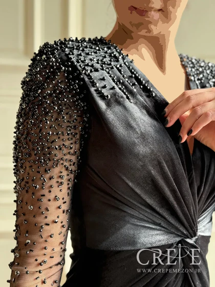 ماکسی مخمل آستین تور سنگدوزی