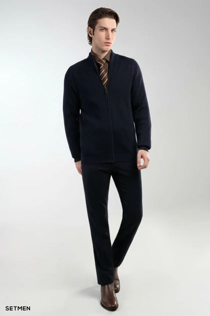 بافت مردانه آستین رگلان تمام زیپ