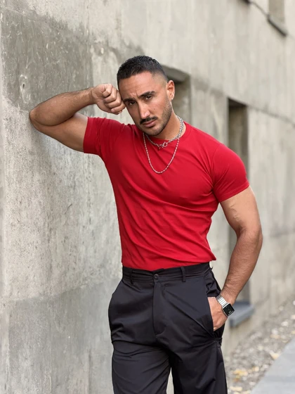 تیشرت ورزشی Fit-shert ساده قرمز