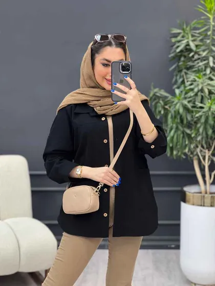 مانتو برش‌دار دو جیب روژین