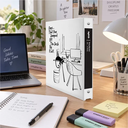 کلاسور پاپکو Papco مدل Ring Binder 4-Ring بلک اند وایت سایز A4