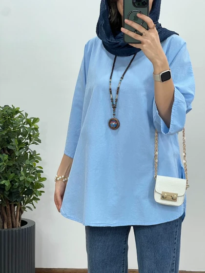 تونیک مانتویی لینن شاپرک(ایراد دار)
