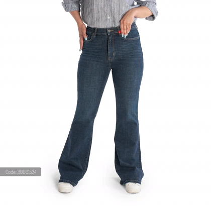 شلوار جین زنانه بوت‌کات فلکس(کشی) آبی تیره رویال جین Royal Jeans