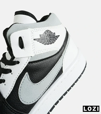 کفش کتانی ساق‌دار مردانه و زنانه سفید مشکی طوسیNIKE jordan 1 مدل 7689