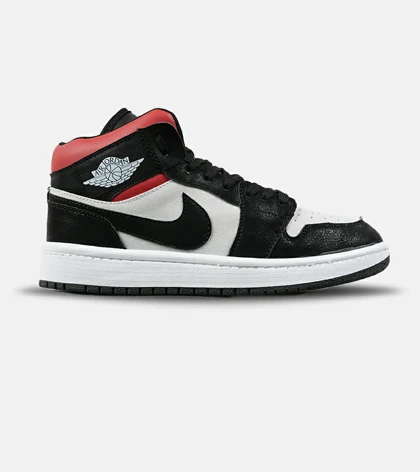 کفش کتانی ساق‌دار مردانه و زنانه مشکی سفید قرمز NIKE jordan 1 مدل 7697