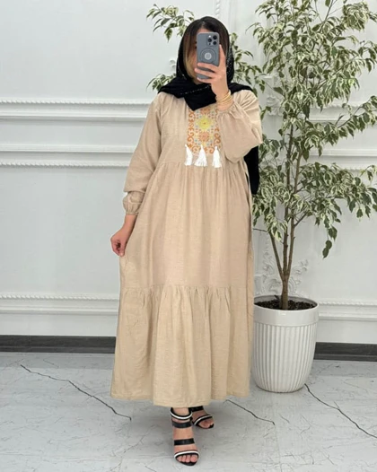 پیراهن ساحلی بابوس گلدوزی 4004
