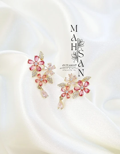 گوشواره گل سرخ رویایی طرح طلا