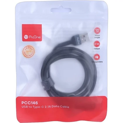 کابل تایپ سی پرووان ProOne مدل PCC146 جریان 2.1 آمپر 1.2 متر