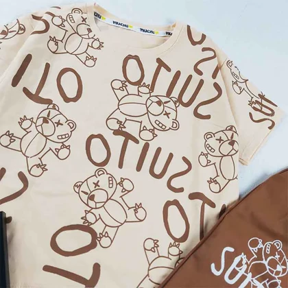 تیشرت شلوارک بچه گانه کرم suito