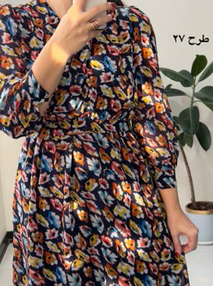 پیراهن حریر سرمه سری 15
