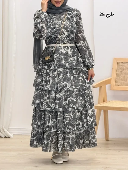 4241-پیراهن طبقه‌ای رز