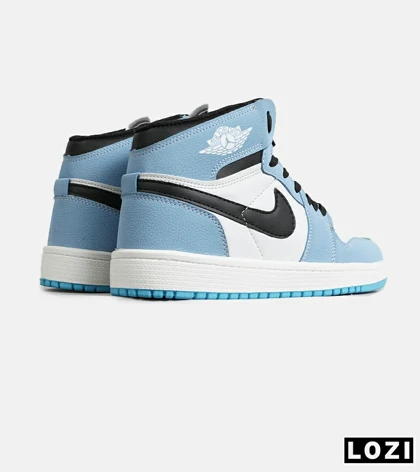 کفش کتانی ساق‌دار مردانه و زنانه مشکی سفید آبی NIKE jordan 1 مدل 7690