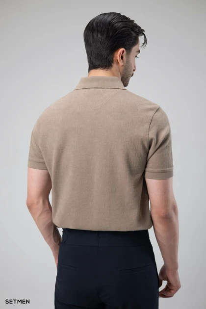 تیشرت یقه دار ژاکارد کلاسیک