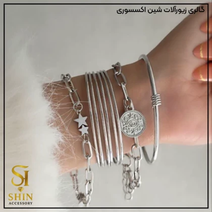 پک بنگل زنانه آبکاری نقره کد bz09