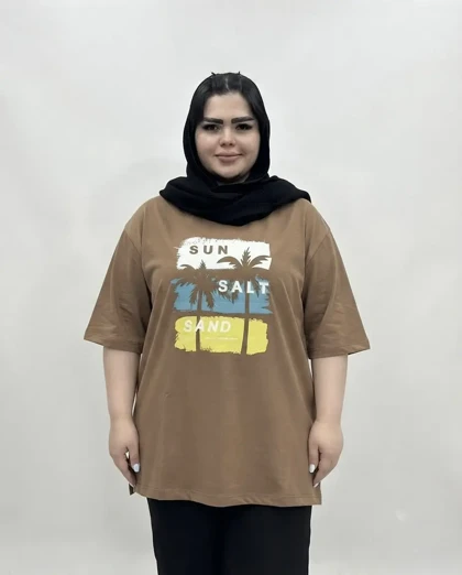 تیشرت سایز بزرگ زنانه طرح نخل