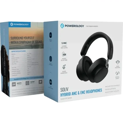 هدفون بلوتوثی پاورولوژی Powerology مدل PW1037GY با حذف نویز ANC و ENC