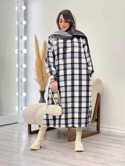 پیراهن بلند چهارخونه کلاهدار