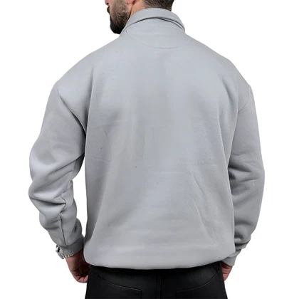 دورس مردانه یقه نیم زیپ طوسی طرح NC