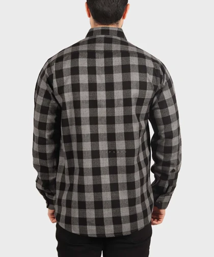 پیراهن مردانه پشمی چهارخانه مشکی 0189