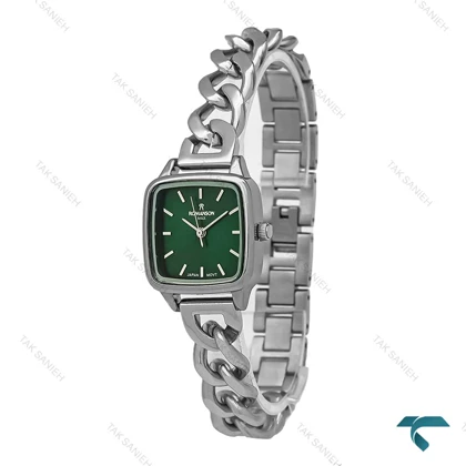 ساعت زنانه رومانسون بند کارتیه ای سیلور صفحه سبز مربعی Romanson-7297-L