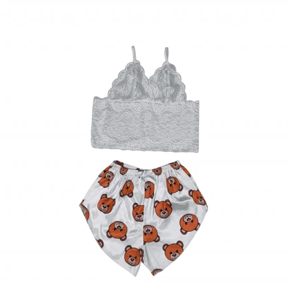 ست نیم‌تنه گیپور و شلوارک طرح تدی 125