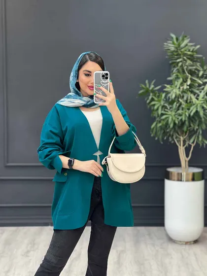 مانتو لینن سر آستین چاک دو جیب
