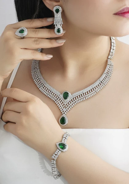 سرویس جواهری لوکس نگین زمرد s33